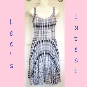Artisan NY Indigo Blue Tie Dye Sleeveless T-Shirt Dress Size Small Flare Swing